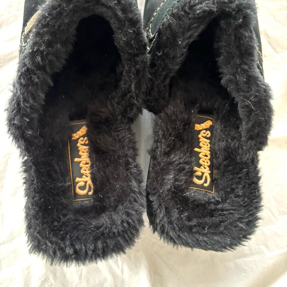NWOT Skechers Black Suede Faux Fur Clogs VTG 90’s Rave Y2K chunky SZ 7.5 - Picture 9 of 12